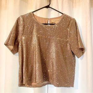 Cropped Gold Sequin Top